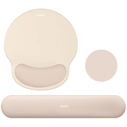 Apricot Gel Memory Foam Ergonomic Wrist Rest Set for Keyboard & Mouse – Apricot Curved Support, Non-Slip Base & Coaster (Office & Gaming)