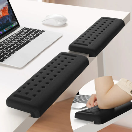 Black Memory Foam L-Shaped Elbow Rest for Desk Edge – Ergonomic Arm & Forearm Support, Non-Slip (2-Pack)