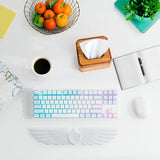 white Angel Wing Cloud Keyboard Wrist Rest With Soft Leather Memory Foam Keyboard Wrist Support for Pain Relief