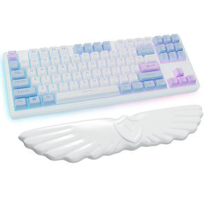 White Angel Wing Cloud Keyboard Wrist Rest With Soft Leather Memory Foam Keyboard Wrist Support for Pain Relief