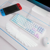 white Angel Wing Cloud Keyboard Wrist Rest With Soft Leather Memory Foam Keyboard Wrist Support for Pain Relief