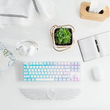 white Angel Wing Cloud Keyboard Wrist Rest With Soft Leather Memory Foam Keyboard Wrist Support for Pain Relief