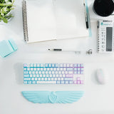blue Angel Wing Cloud Keyboard Wrist Rest With Soft Leather Memory Foam Keyboard Wrist Support for Pain Relief