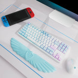 blue Angel Wing Cloud Keyboard Wrist Rest With Soft Leather Memory Foam Keyboard Wrist Support for Pain Relief