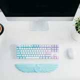 blue Angel Wing Cloud Keyboard Wrist Rest With Soft Leather Memory Foam Keyboard Wrist Support for Pain Relief