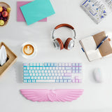 pink Angel Wing Cloud Keyboard Wrist Rest With Soft Leather Memory Foam Keyboard Wrist Support for Pain Relief