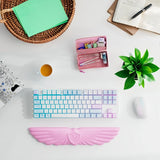 pink Angel Wing Cloud Keyboard Wrist Rest With Soft Leather Memory Foam Keyboard Wrist Support for Pain Relief