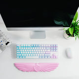 pink Angel Wing Cloud Keyboard Wrist Rest With Soft Leather Memory Foam Keyboard Wrist Support for Pain Relief