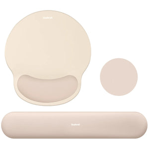 Apricot Gel Memory Foam Ergonomic Wrist Rest Set for Keyboard & Mouse – Apricot Curved Support, Non-Slip Base & Coaster (Office & Gaming)