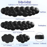 black Cloud Tenkeyless / Full Size Wrist Rest Set - Cute PU Leather Palm Support for Laptop and Desktop Use