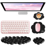 black Cute 4-in-1 Ergonomic Cloud Wrist Rest Set – Memory Foam PU Leather for Laptop & Computer with Pain Relief and Anti-Slip Comfort