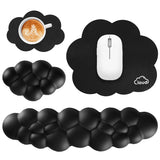 black Cute 4-in-1 Ergonomic Cloud Wrist Rest Set – Memory Foam PU Leather for Laptop & Computer with Pain Relief and Anti-Slip Comfort