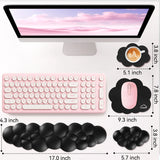 black Cute 4-in-1 Ergonomic Cloud Wrist Rest Set – Memory Foam PU Leather for Laptop & Computer with Pain Relief and Anti-Slip Comfort