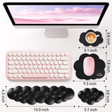 black Cute 4-in-1 Ergonomic Cloud Wrist Rest Set – Memory Foam PU Leather for Laptop & Computer with Pain Relief and Anti-Slip Comfort