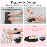black Cute 4-in-1 Ergonomic Cloud Wrist Rest Set – Memory Foam PU Leather for Laptop & Computer with Pain Relief and Anti-Slip Comfort