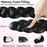 black Cute 4-in-1 Ergonomic Cloud Wrist Rest Set – Memory Foam PU Leather for Laptop & Computer with Pain Relief and Anti-Slip Comfort