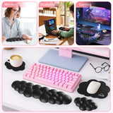 black Cute 4-in-1 Ergonomic Cloud Wrist Rest Set – Memory Foam PU Leather for Laptop & Computer with Pain Relief and Anti-Slip Comfort