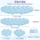 blue Cloud Tenkeyless / Full Size Wrist Rest Set - Cute PU Leather Palm Support for Laptop and Desktop Use