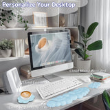 blue Cloud Tenkeyless / Full Size Wrist Rest Set - Cute PU Leather Palm Support for Laptop and Desktop Use