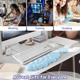 blue Cloud Tenkeyless / Full Size Wrist Rest Set - Cute PU Leather Palm Support for Laptop and Desktop Use