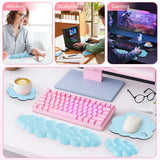 blue Cute 4-in-1 Ergonomic Cloud Wrist Rest Set – Memory Foam PU Leather for Laptop & Computer with Pain Relief and Anti-Slip Comfort