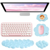 blue Cute 4-in-1 Ergonomic Cloud Wrist Rest Set – Memory Foam PU Leather for Laptop & Computer with Pain Relief and Anti-Slip Comfort