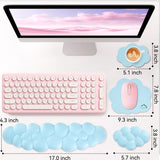 blue Cute 4-in-1 Ergonomic Cloud Wrist Rest Set – Memory Foam PU Leather for Laptop & Computer with Pain Relief and Anti-Slip Comfort