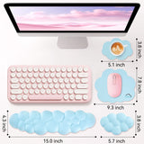 blue Cute 4-in-1 Ergonomic Cloud Wrist Rest Set – Memory Foam PU Leather for Laptop & Computer with Pain Relief and Anti-Slip Comfort