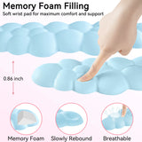 blue Cute 4-in-1 Ergonomic Cloud Wrist Rest Set – Memory Foam PU Leather for Laptop & Computer with Pain Relief and Anti-Slip Comfort