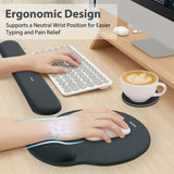 charcoal Gel Memory Foam Ergonomic Wrist Rest Set for Keyboard & Mouse – Apricot Curved Support, Non-Slip Base & Coaster (Office & Gaming)