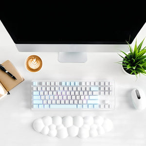 White Cloud Keyboard Wrist Rest with PU Leather Memory Foam For Computer and Laptop - Cute Arm Rest for Palm Support