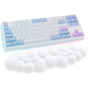 White Cloud Keyboard Wrist Rest with PU Leather Memory Foam For Computer and Laptop - Cute Arm Rest for Palm Support