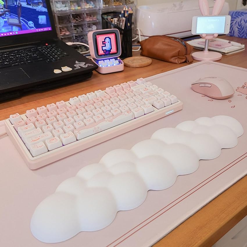 Cloud Keyboard Wrist Rest with PU Leather Memory Foam For Computer and Laptop - Cute Arm Rest for Palm Support