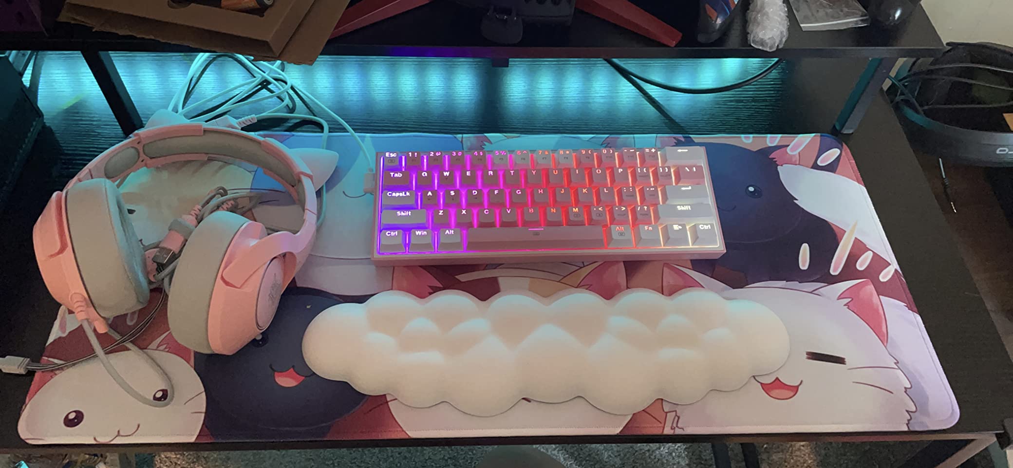 Cloud Keyboard Wrist Rest with PU Leather Memory Foam For Computer and Laptop - Cute Arm Rest for Palm Support