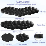 black Cloud Wrist Rest Keyboard And Mouse Set with PU Leather Memory Foam For Computer and Laptop - Cute Arm Rest for Palm Support