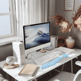 blue Cloud Wrist Rest Keyboard And Mouse Set with PU Leather Memory Foam For Computer and Laptop - Cute Arm Rest for Palm Support
