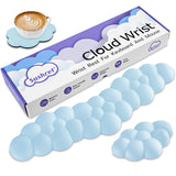 blue Cloud Wrist Rest Keyboard And Mouse Set with PU Leather Memory Foam For Computer and Laptop - Cute Arm Rest for Palm Support