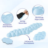 blue Cloud Wrist Rest Keyboard And Mouse Set with PU Leather Memory Foam For Computer and Laptop - Cute Arm Rest for Palm Support