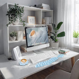 blue Cloud Wrist Rest Keyboard And Mouse Set with PU Leather Memory Foam For Computer and Laptop - Cute Arm Rest for Palm Support