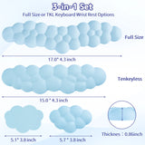 blue Cloud Wrist Rest Keyboard And Mouse Set with PU Leather Memory Foam For Computer and Laptop - Cute Arm Rest for Palm Support
