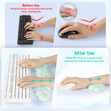 light green Cloud Wrist Rest Keyboard And Mouse Set with PU Leather Memory Foam For Computer and Laptop - Cute Arm Rest for Palm Support