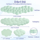 light green Cloud Wrist Rest Keyboard And Mouse Set with PU Leather Memory Foam For Computer and Laptop - Cute Arm Rest for Palm Support