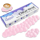 pink Cloud Wrist Rest Keyboard And Mouse Set with PU Leather Memory Foam For Computer and Laptop - Cute Arm Rest for Palm Support