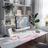 pink Cloud Wrist Rest Keyboard And Mouse Set with PU Leather Memory Foam For Computer and Laptop - Cute Arm Rest for Palm Support