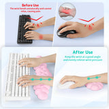 pink Cloud Wrist Rest Keyboard And Mouse Set with PU Leather Memory Foam For Computer and Laptop - Cute Arm Rest for Palm Support