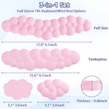 pink Cloud Wrist Rest Keyboard And Mouse Set with PU Leather Memory Foam For Computer and Laptop - Cute Arm Rest for Palm Support