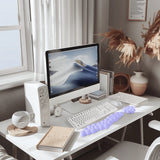 purple Cloud Wrist Rest Keyboard And Mouse Set with PU Leather Memory Foam For Computer and Laptop - Cute Arm Rest for Palm Support