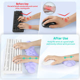 purple Cloud Wrist Rest Keyboard And Mouse Set with PU Leather Memory Foam For Computer and Laptop - Cute Arm Rest for Palm Support