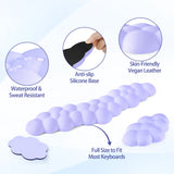 purple Cloud Wrist Rest Keyboard And Mouse Set with PU Leather Memory Foam For Computer and Laptop - Cute Arm Rest for Palm Support