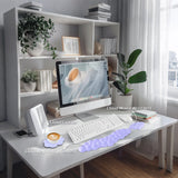 purple Cloud Wrist Rest Keyboard And Mouse Set with PU Leather Memory Foam For Computer and Laptop - Cute Arm Rest for Palm Support